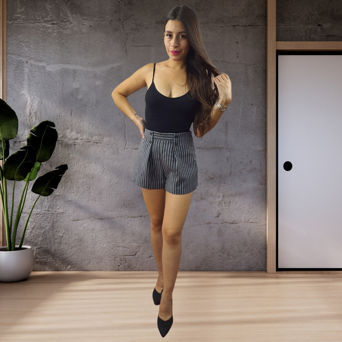 Short Vero Moda Gris Style SHANGHAI ROLL MW SHORTS(LL)