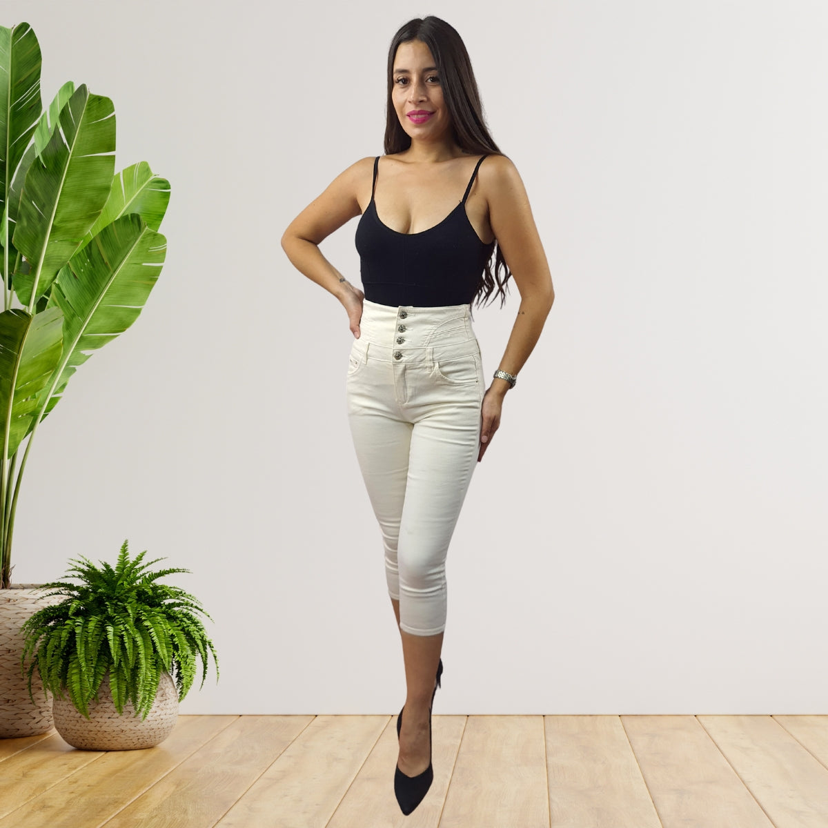 Pescador Vero Moda Blanco Style MOUNTAIN 3/4 HW X-SLIM JEANS(TP-EC-1)