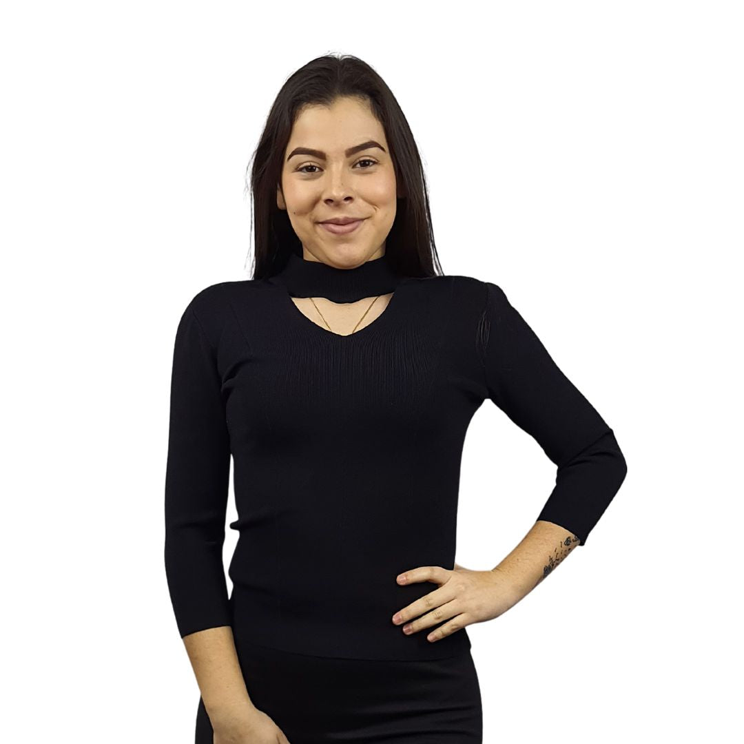 Blusa Vero Moda Negro Style TEAM 3/4 KNIT(VMC-UM)