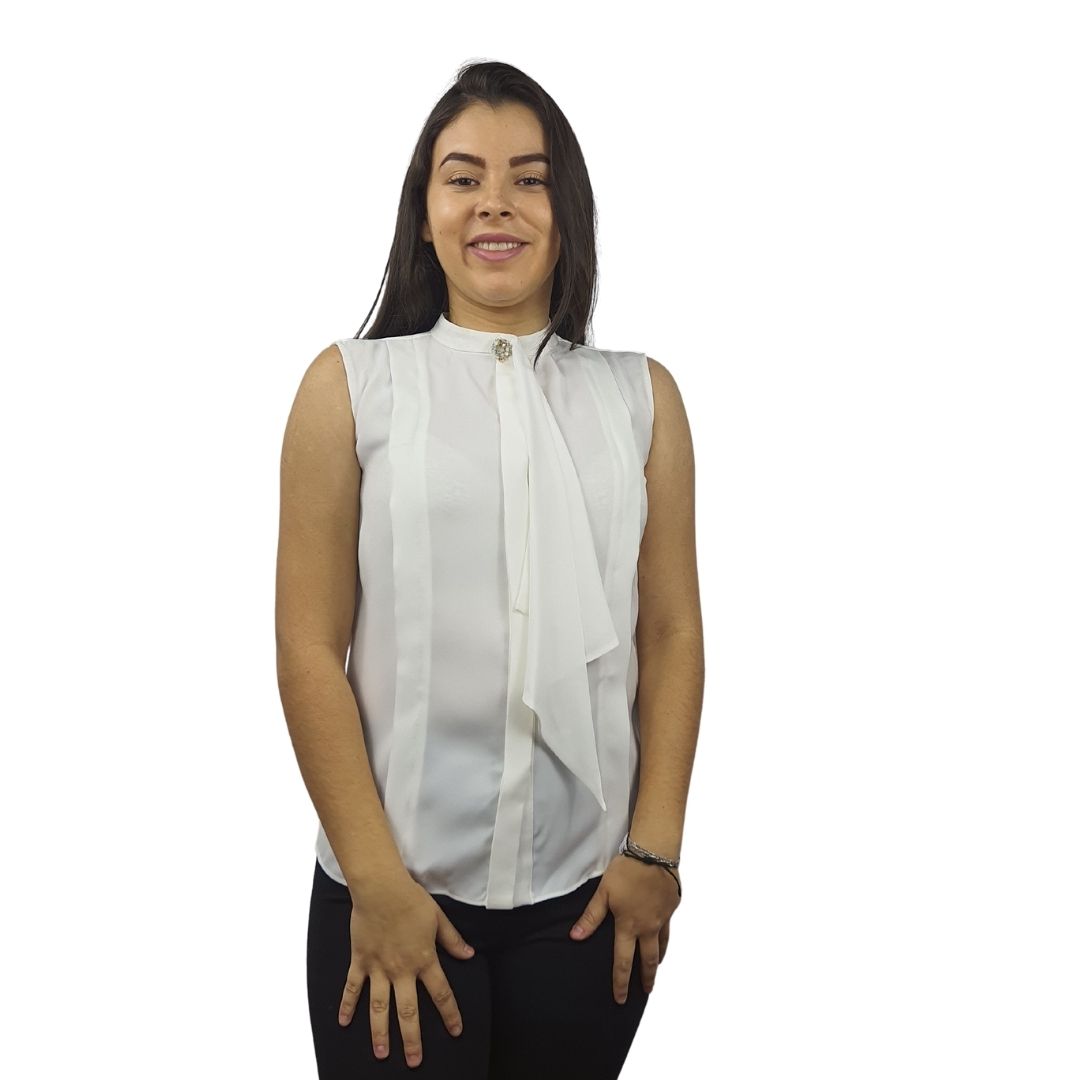 Blusa Vero Moda Blanco Style TIE S/L SHIRT(VMC-NN)