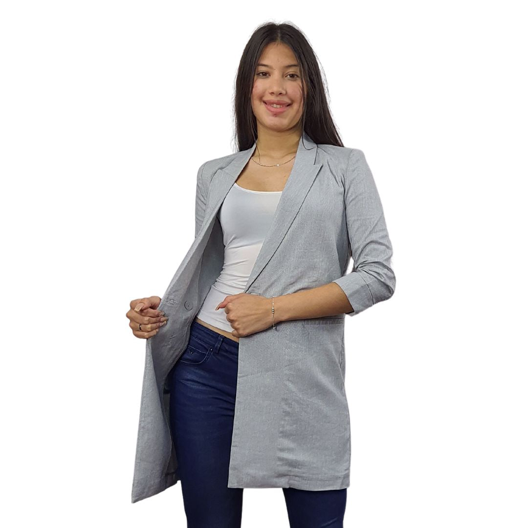 Blazer Vero Moda Gris Style VICTORIA OCEANUS 3/4 BLAZER(VMC-TP)