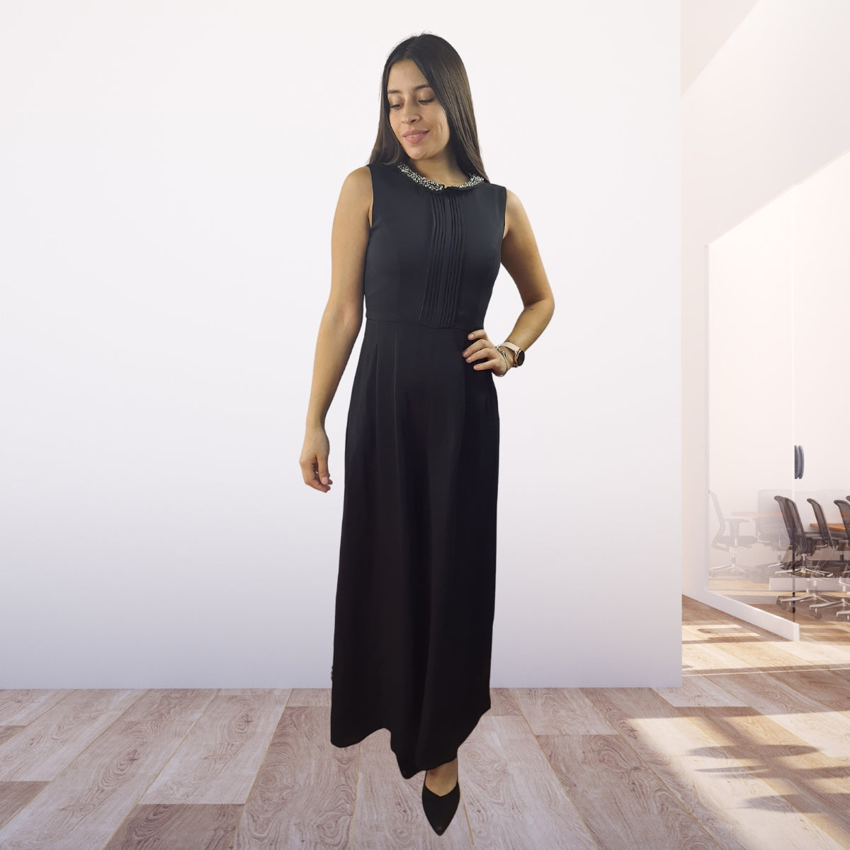 Entero Vero Moda Negro Style COLLAR WIDE CATSUIT(VMC-BN-ET-3)