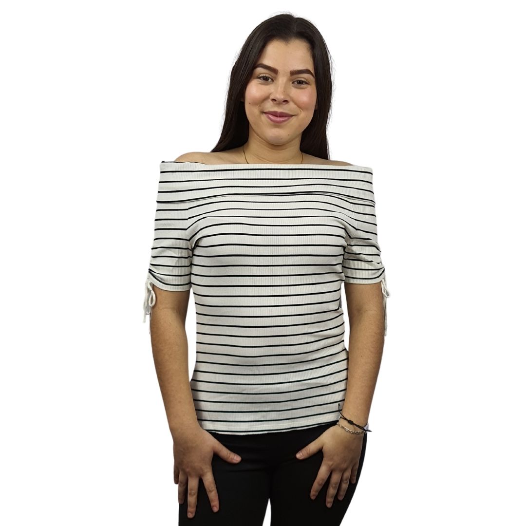 Blusa Vero Moda Blanco y Negro Style OFFO STRIPES S/S TOP(NC)