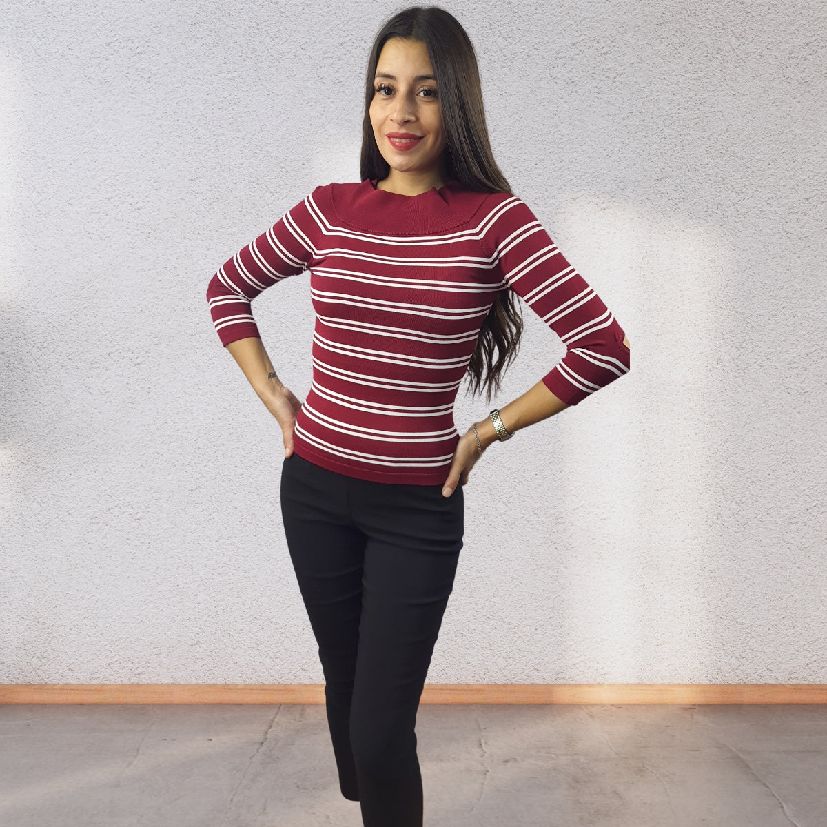 Blusa Vero Moda Burdeo Style CARRY 3/4 KNIT(NL)