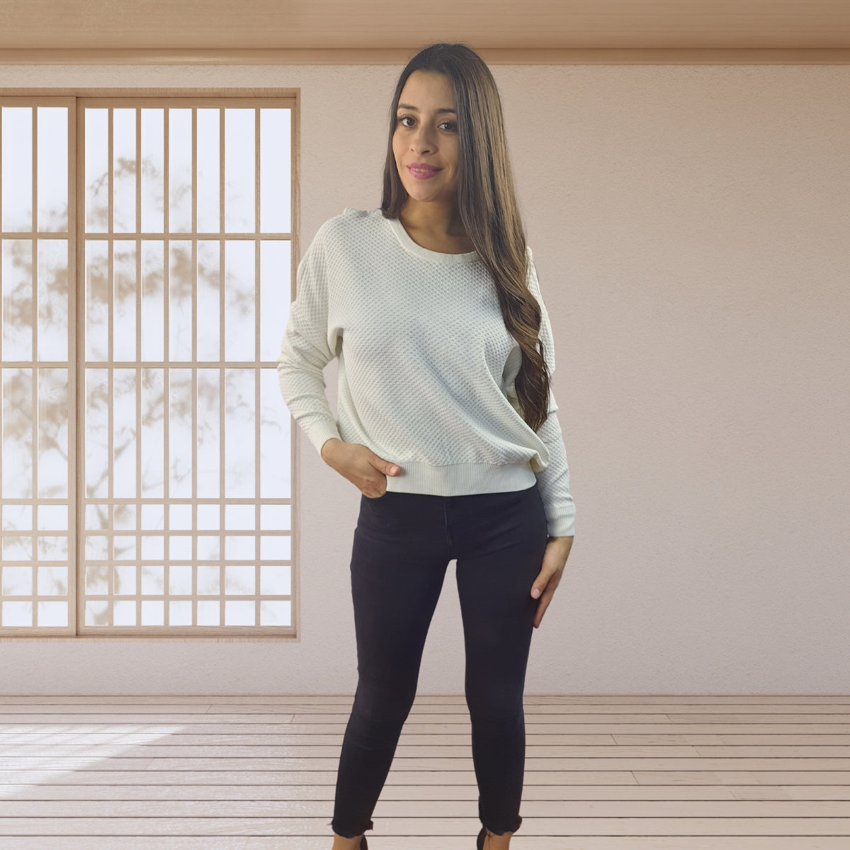Sweater Vero Moda Blanco Style POPCORN L/S KNIT(BN-EC-1)