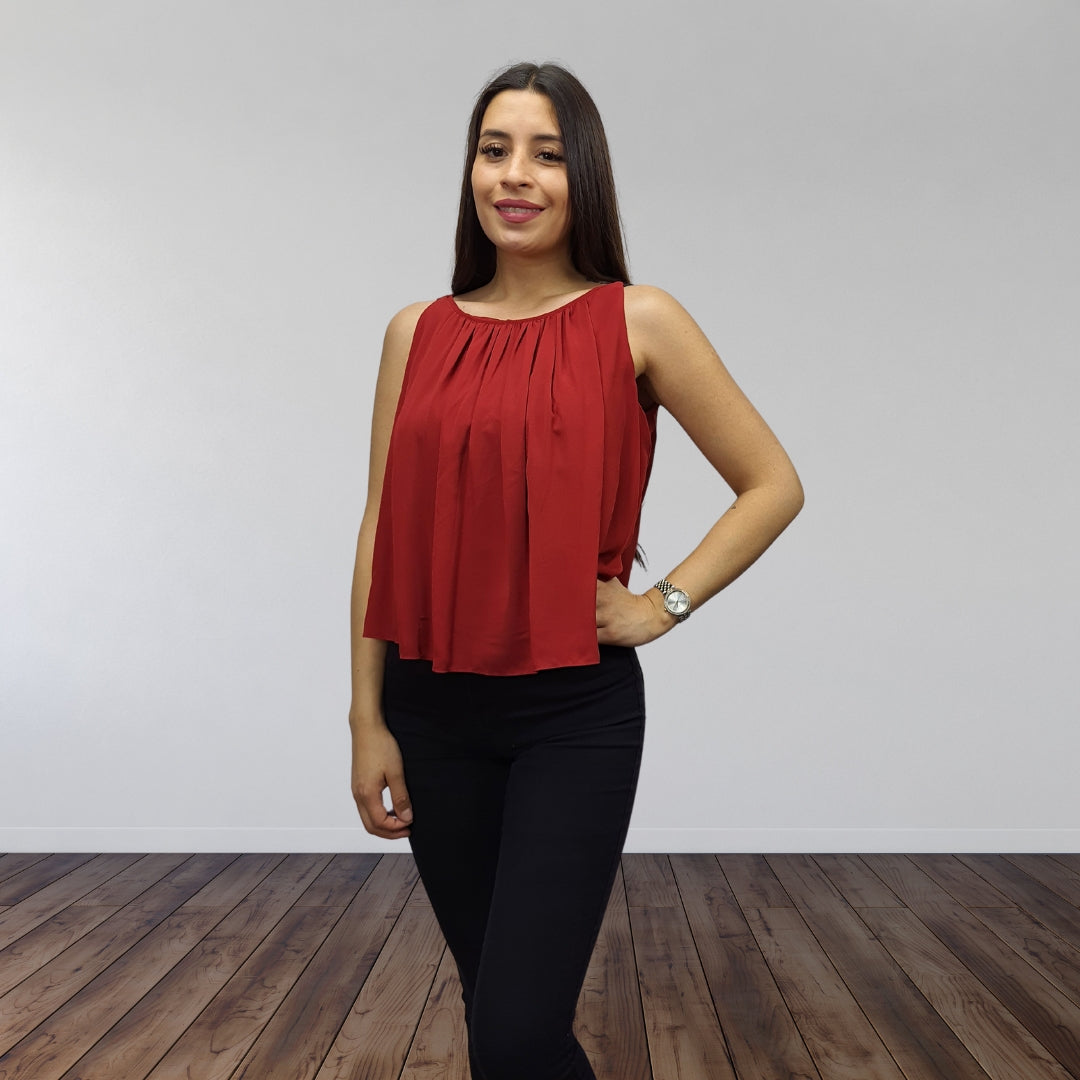 Blusa Vero Moda Burdeo Style GEORGIA S/L TOP(CR)