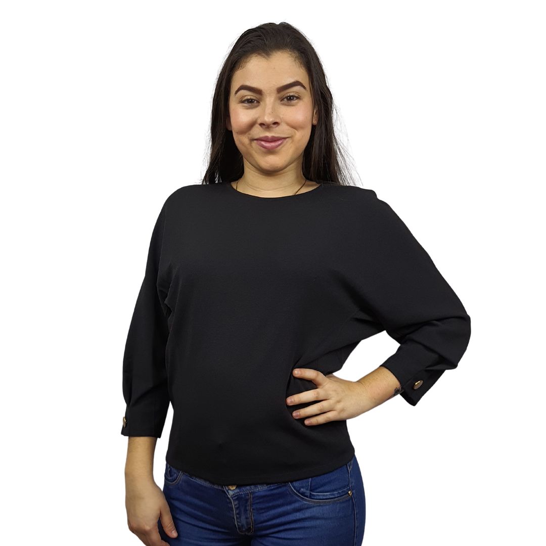 Blusa Vero Moda Negro Style SUNNIE 7/8 TOP(UM)