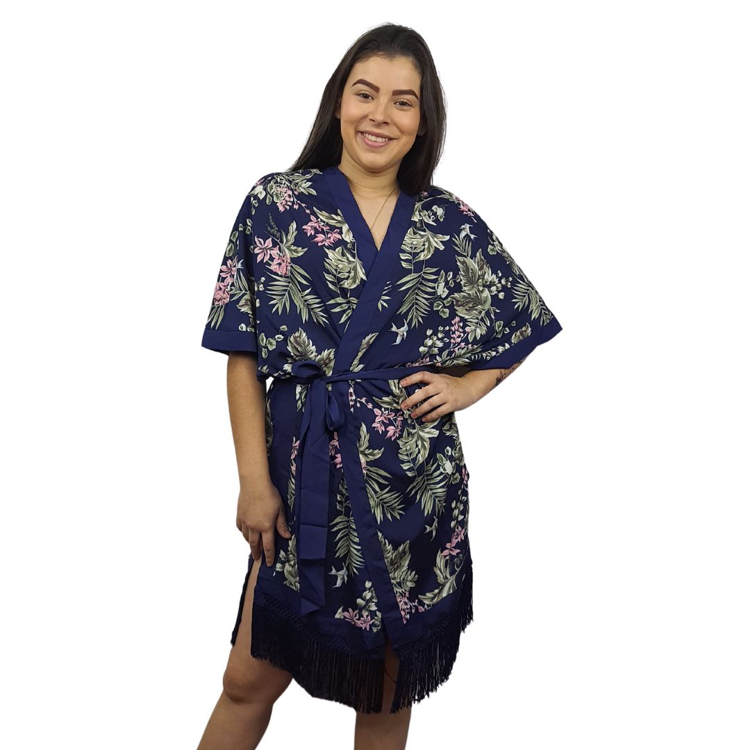 Bata de Pijama Vero Moda Azul Oscuro Style JULIE 1/2 ROBE(HOMEWEAR)