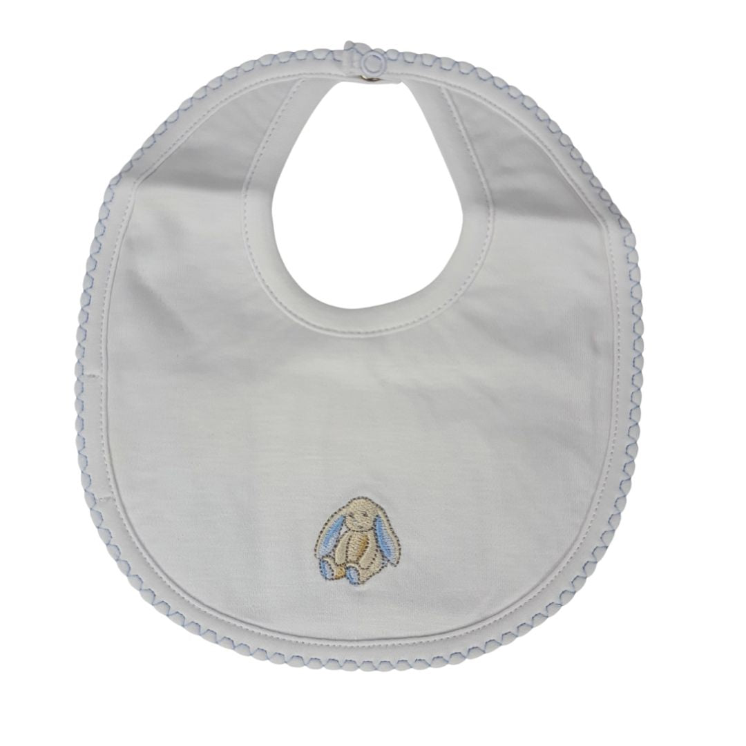 Babero Babycottons Charlie Rabbit Rever Small Bco Celeste
