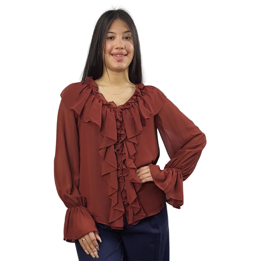 Blusa Vero Moda Marron Style BEST L/S SHIRT(NR)