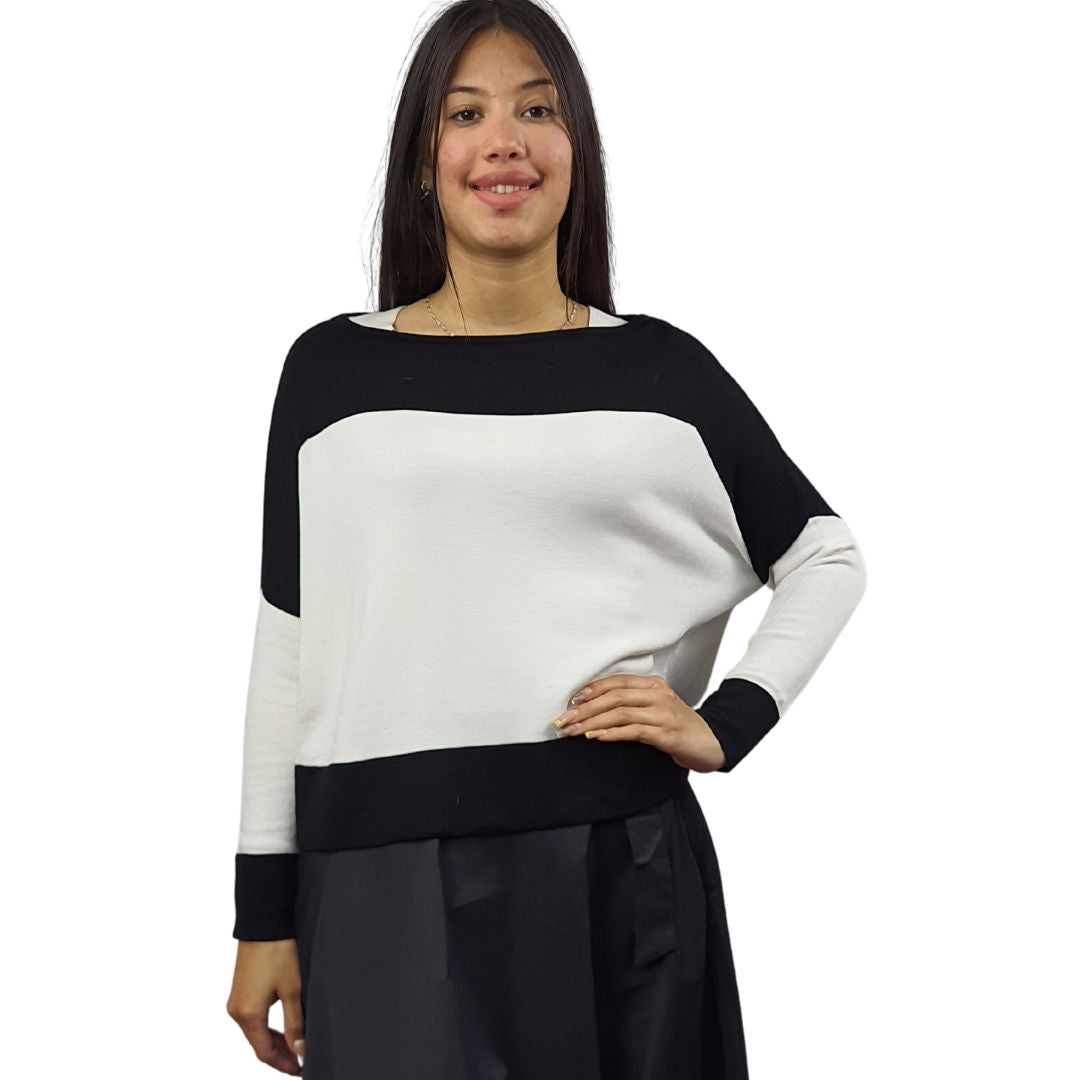Sweater Vero Moda Blanco y Negro Style CONTRAST L/S KNIT(VMC-PM-EC-1)