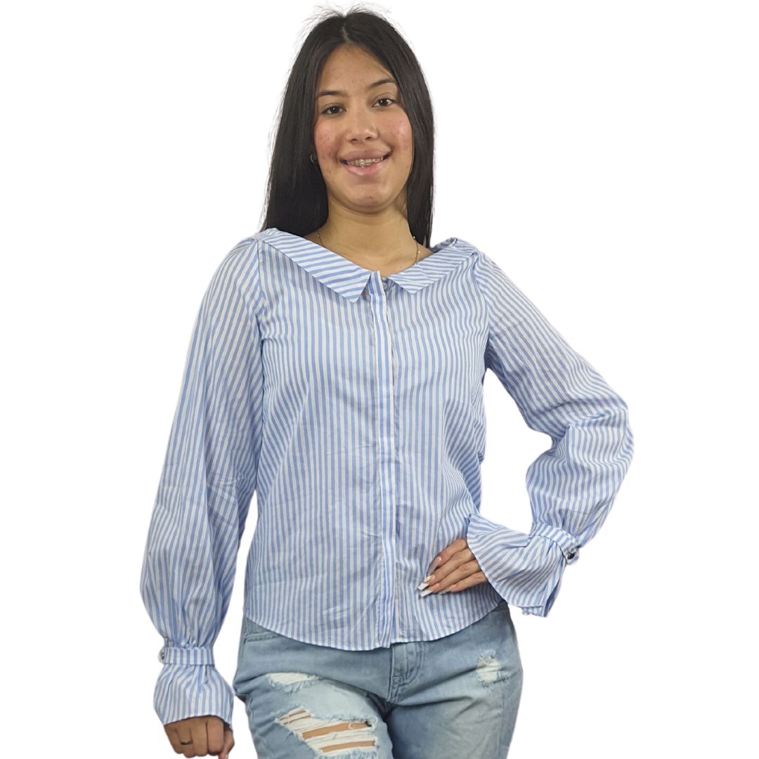 Blusa Vero Moda Azul Claro Style HANGER STRIPE L/S SHIRT(SL)