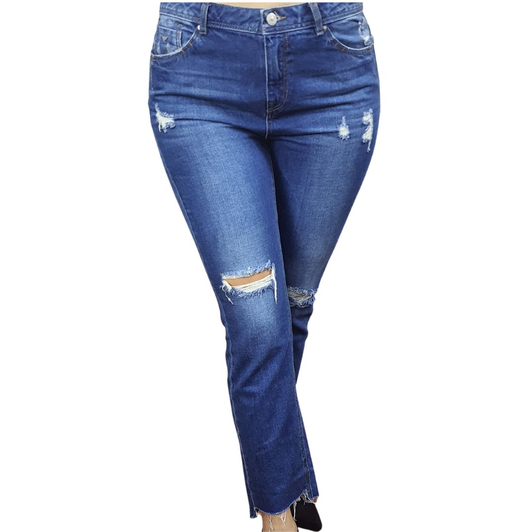Jeans Vero Moda Azul Style WRECK 9/10 MW STRAIGHT JEANS(NC)