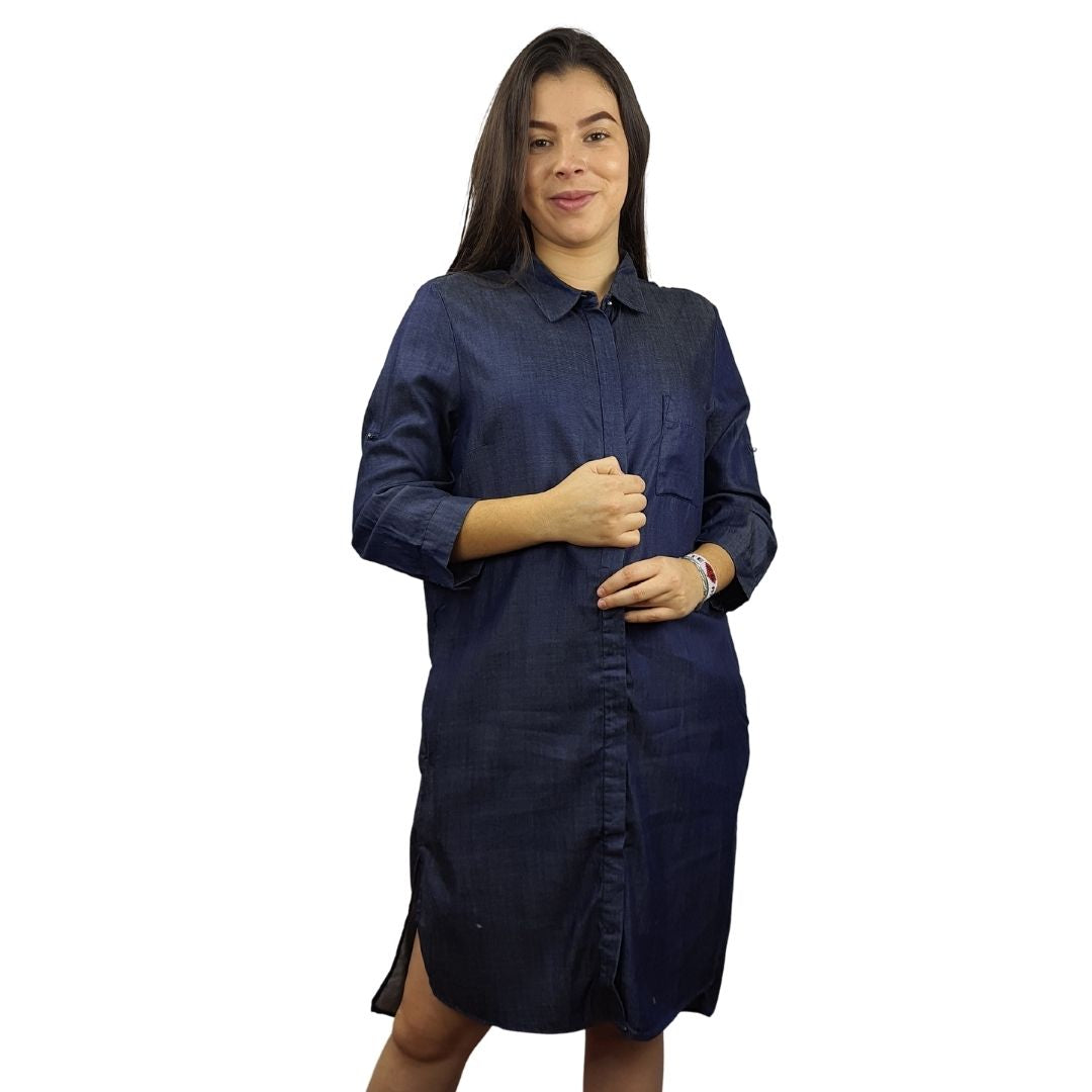 Camisa Vero Moda Azul Oscuro Style ISAAC 3/4 DENIM SHIRT(MW-EC-2)