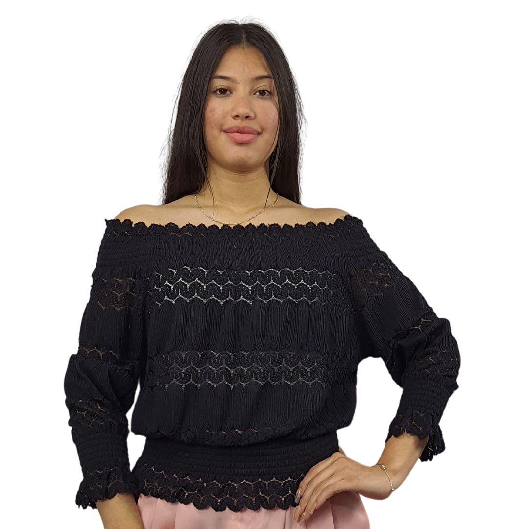 Top Vero Moda Negro Style NIMO 3/4 TOP(RN)
