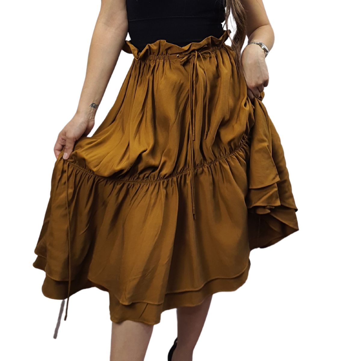 Falda Vero Moda Marron Style JOANNE SOFT MIDI SKIRT(BJ)
