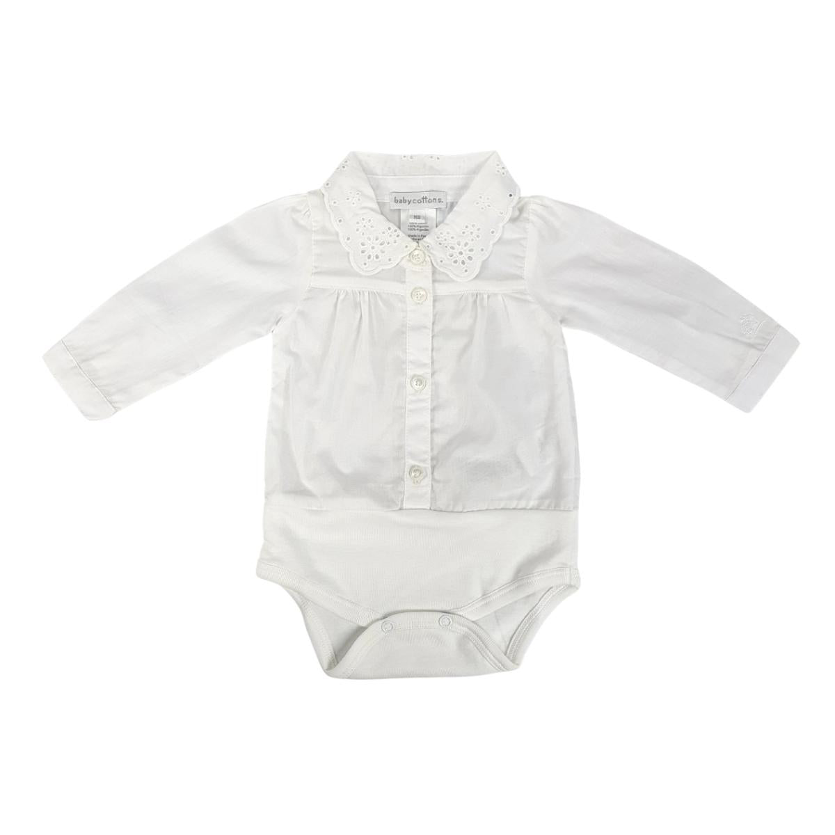 Body Babycottons Blusa Pto Plano ML Pima Blanco