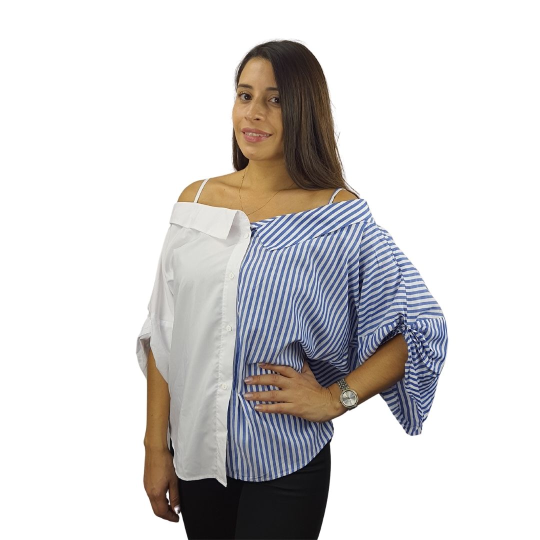 Blusa Vero Moda Azul Style BRIDGE 3/4 SHIRT(FL)