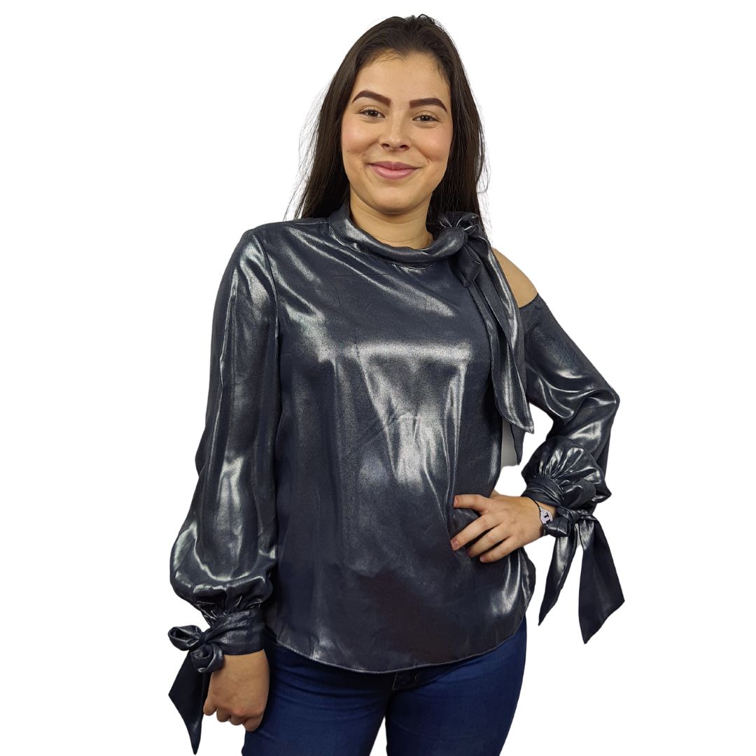 Blusa Vero Moda Gris Style SHINING L/S WOVEN TOP(VMC-LL)