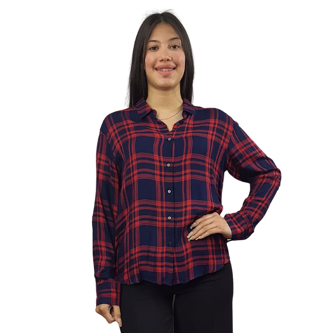 Blusa Vero Moda Azul Style WISTARIA MULTI TARTAN L/S SHIRT(SL)