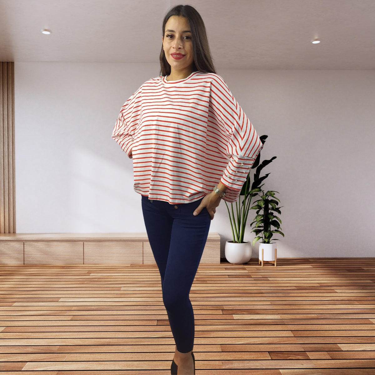 Polera Vero Moda Rojo Style PANGPANG 3/4 TOP(FL)