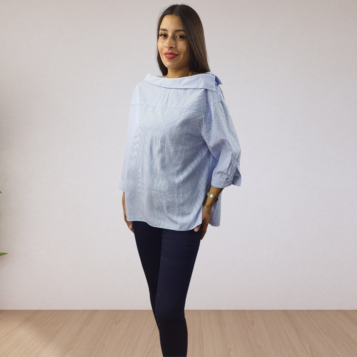 Blusa Vero Moda Azul Claro Style JANE STRIPE 3/4 TOP(NC)
