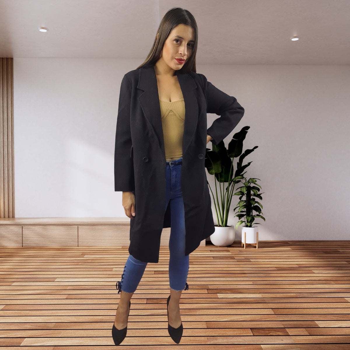 Blazer Vero Moda Negro Style RETAIL JOSIE DF L/S WOOL COAT(VMC-DR)