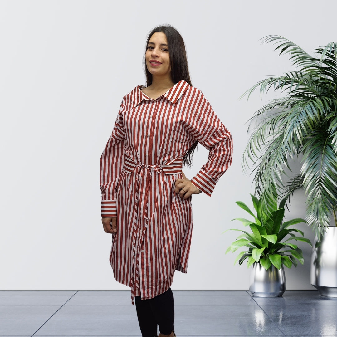 Vestido Vero Moda Rojo Style RITA L/S SHIRT DRESS(SL)