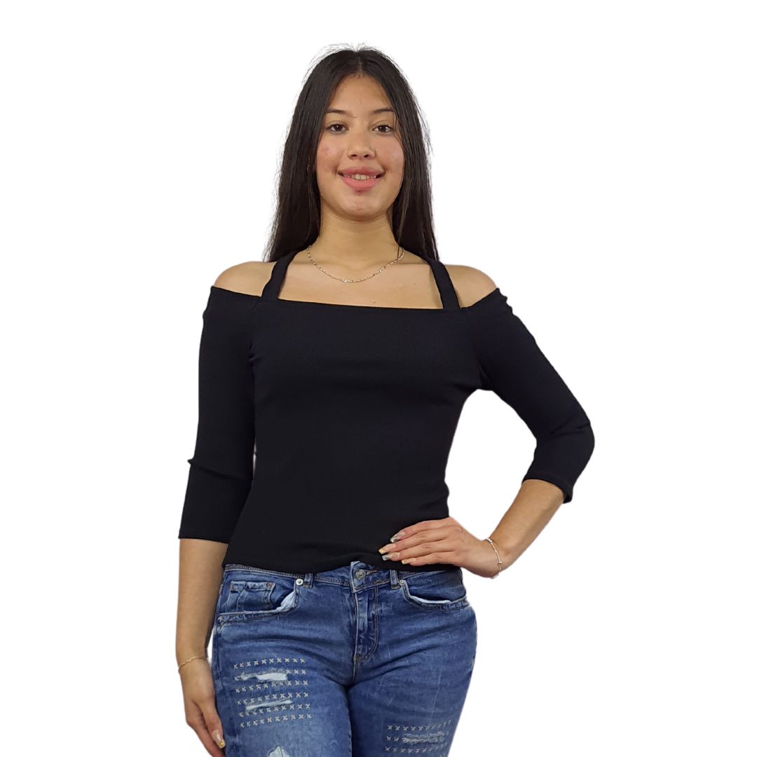 Blusa Vero Moda Negro Style KENT 3/4 TOP(RN)