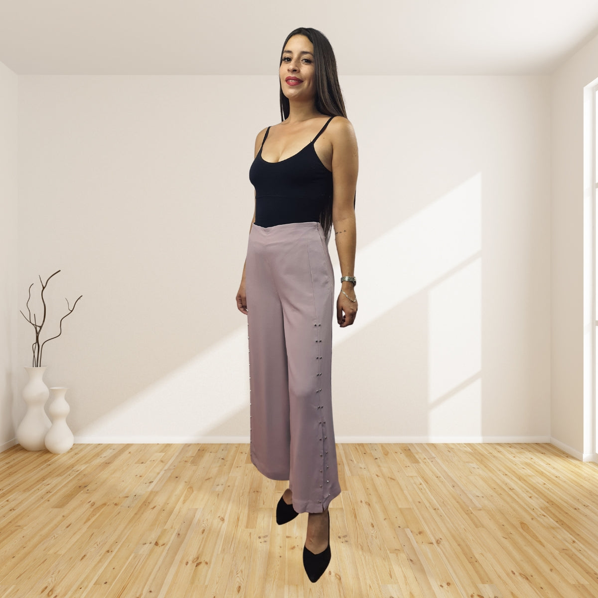 Pantalon Vero Moda Rosa Vieja Style CHOICE RIVET 9/10 WIDE PANTS(NR)-OR