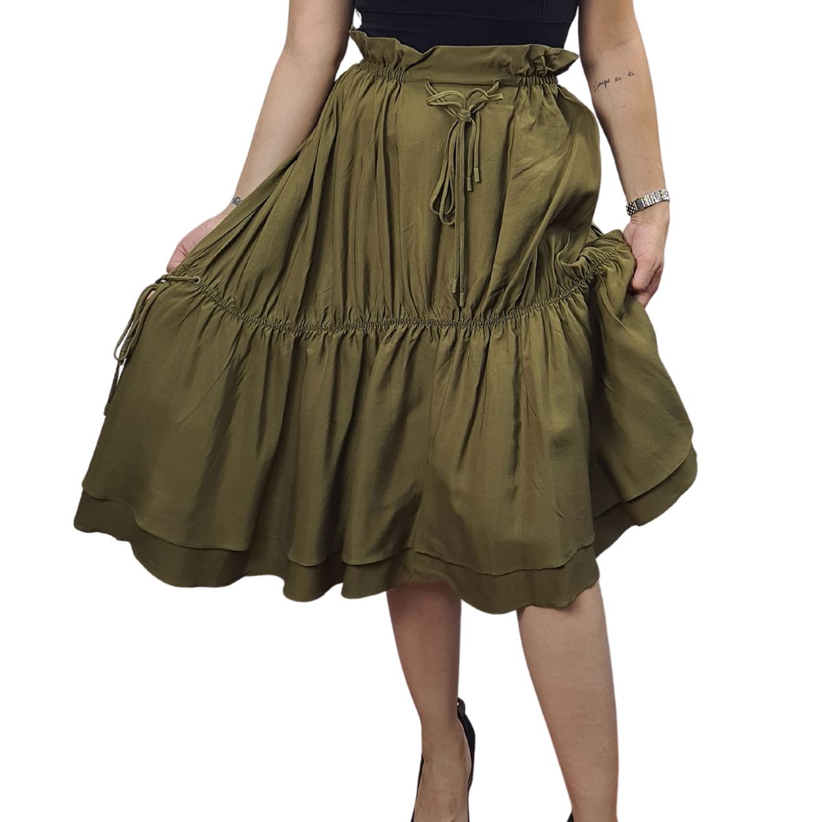 Falda Vero Moda Verde Style JOANNE SOFT MIDI SKIRT(BJ)
