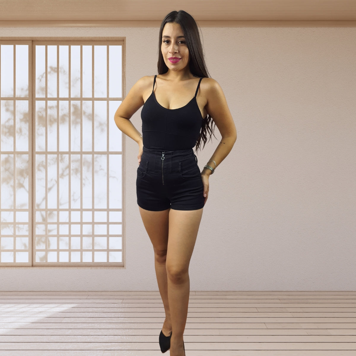 Short Vero Moda Negro Style PLANTS HW DENIM SHORTS(SD)