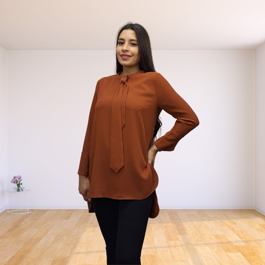 Blusa Vero Moda Marron Style TIE 9/10 TOP(VMC-BN-EC-2)