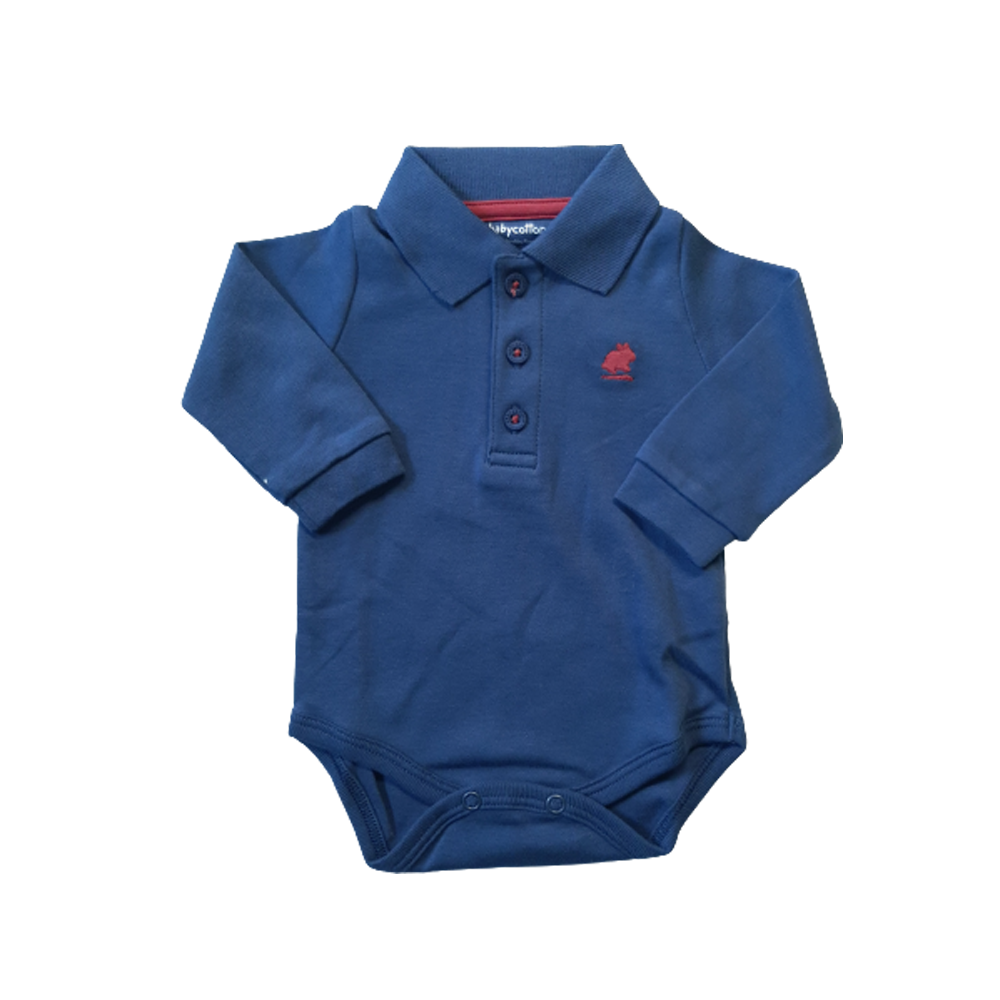 Body Babycottons Pima ML Azul C/Rojo