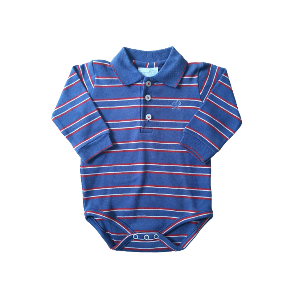 Body Babycottons Greenland Ray Ml Azul/Rojo