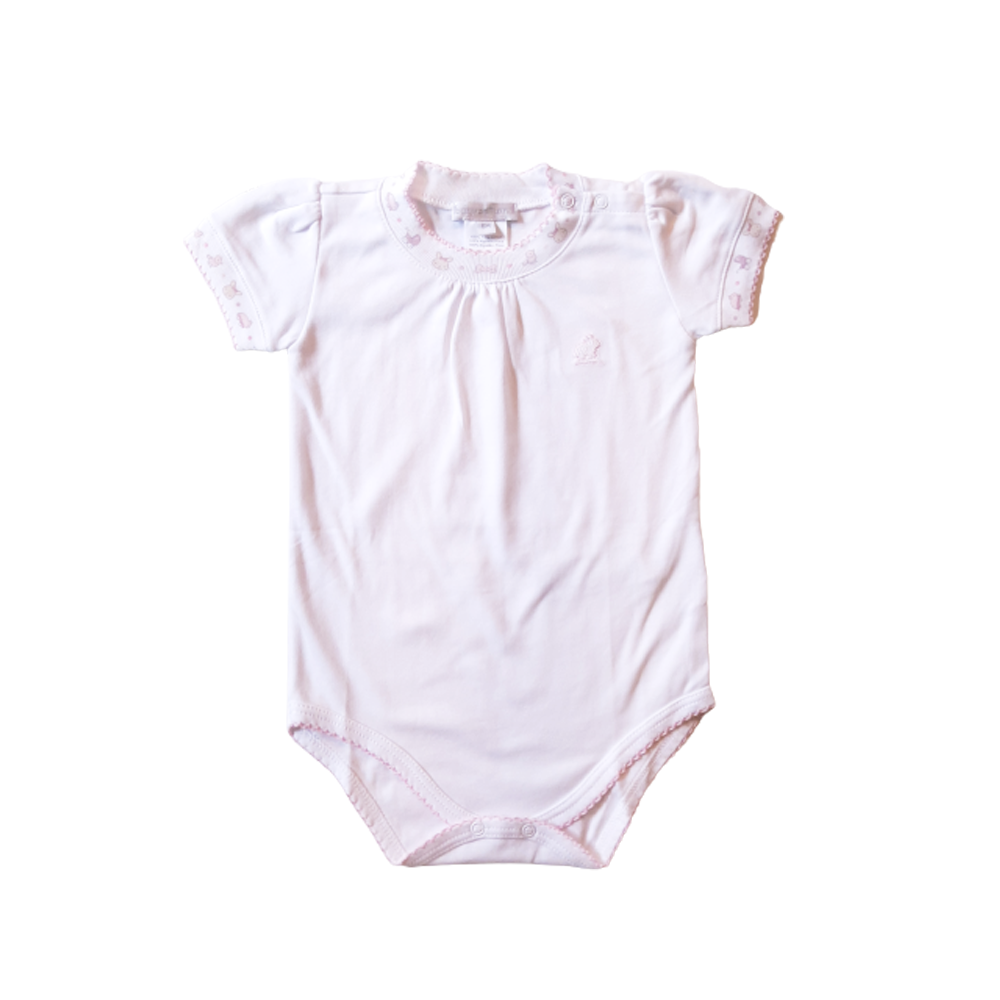Body Babycottons Bunnes MC Bco/Rosa