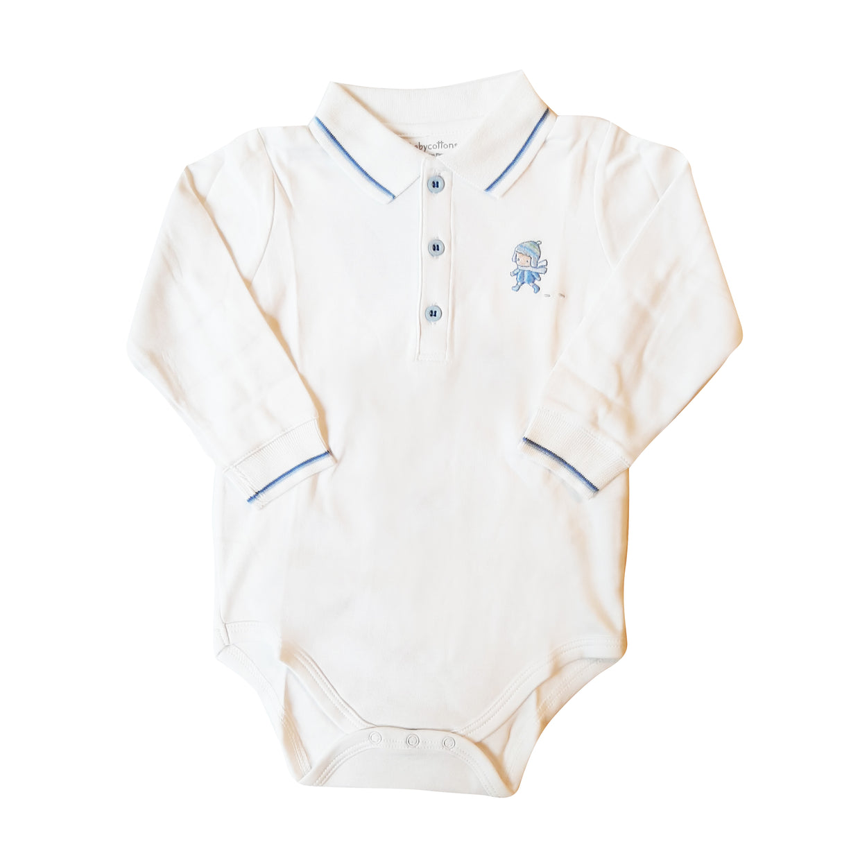 Body Babycottons C/pico ML Wld Winter Walk Blanco Celeste