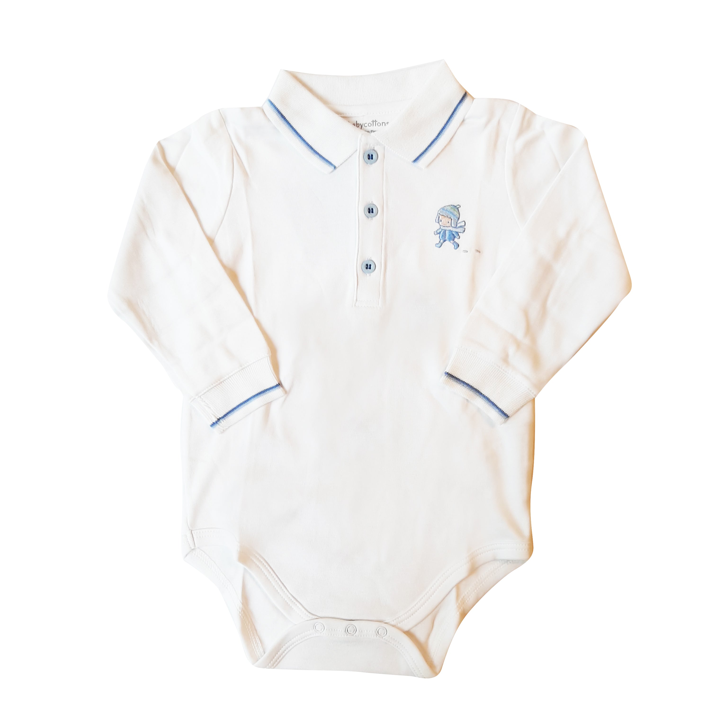 Body Babycottons C/pico ML Wld Winter Walk Blanco Celeste