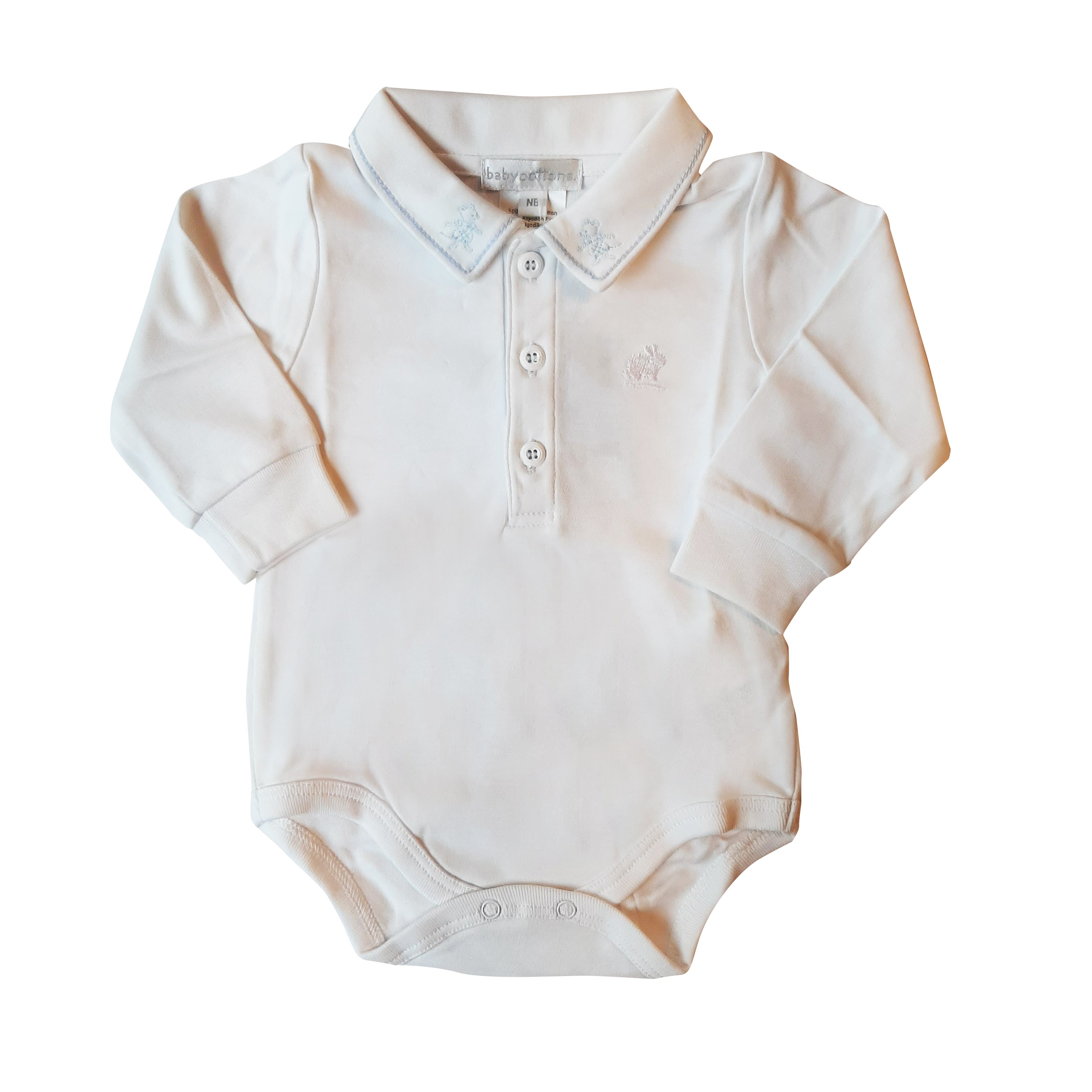 Body Babycottons C/Pico ML Owen&Amy Blanco Celeste