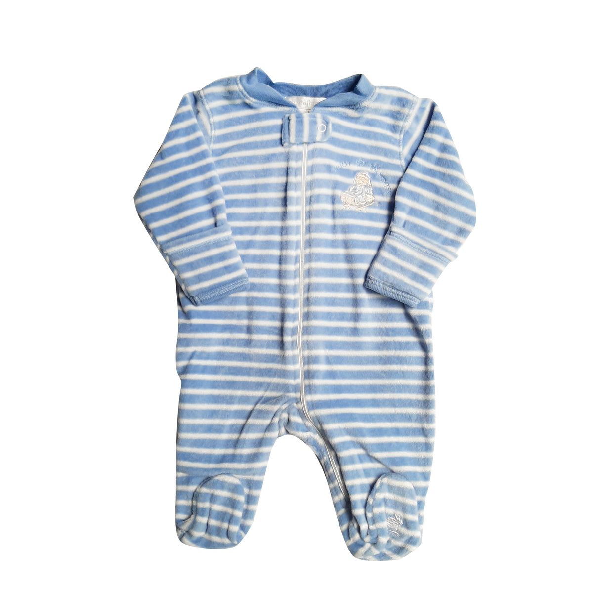 Enterito Babycottons Zipper alps Polar Ray Azulino Blanco