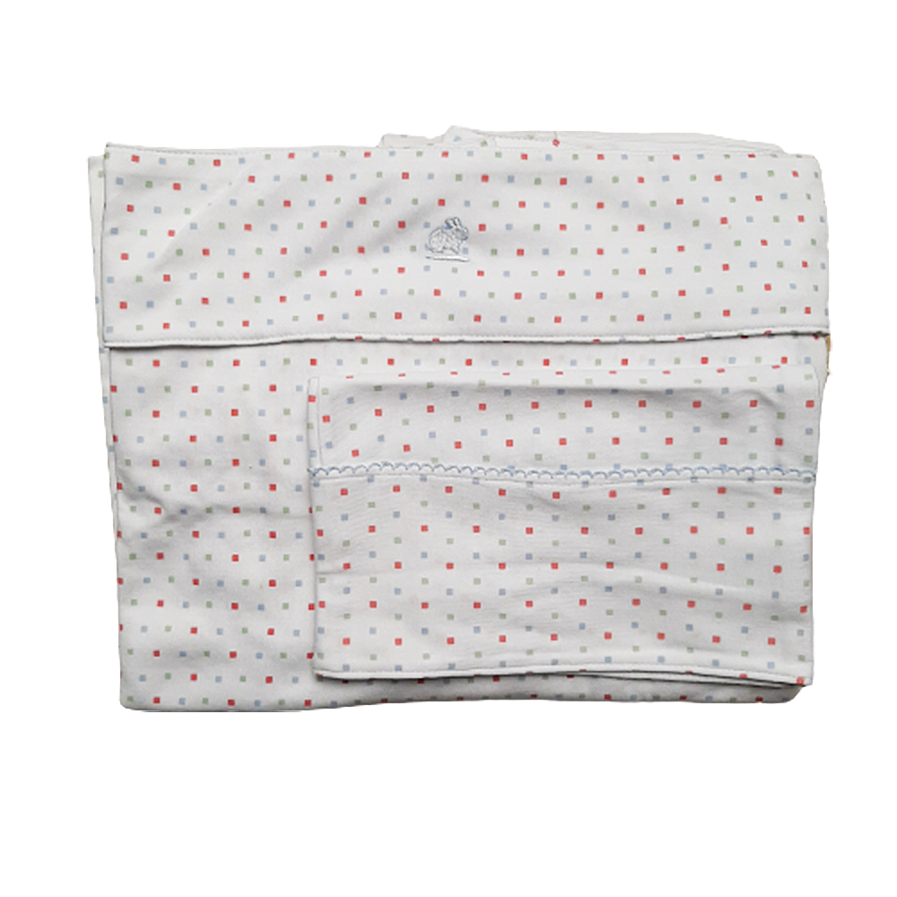 Sabanas Babycottons Bunnies Dots Moises Blanco/Celeste