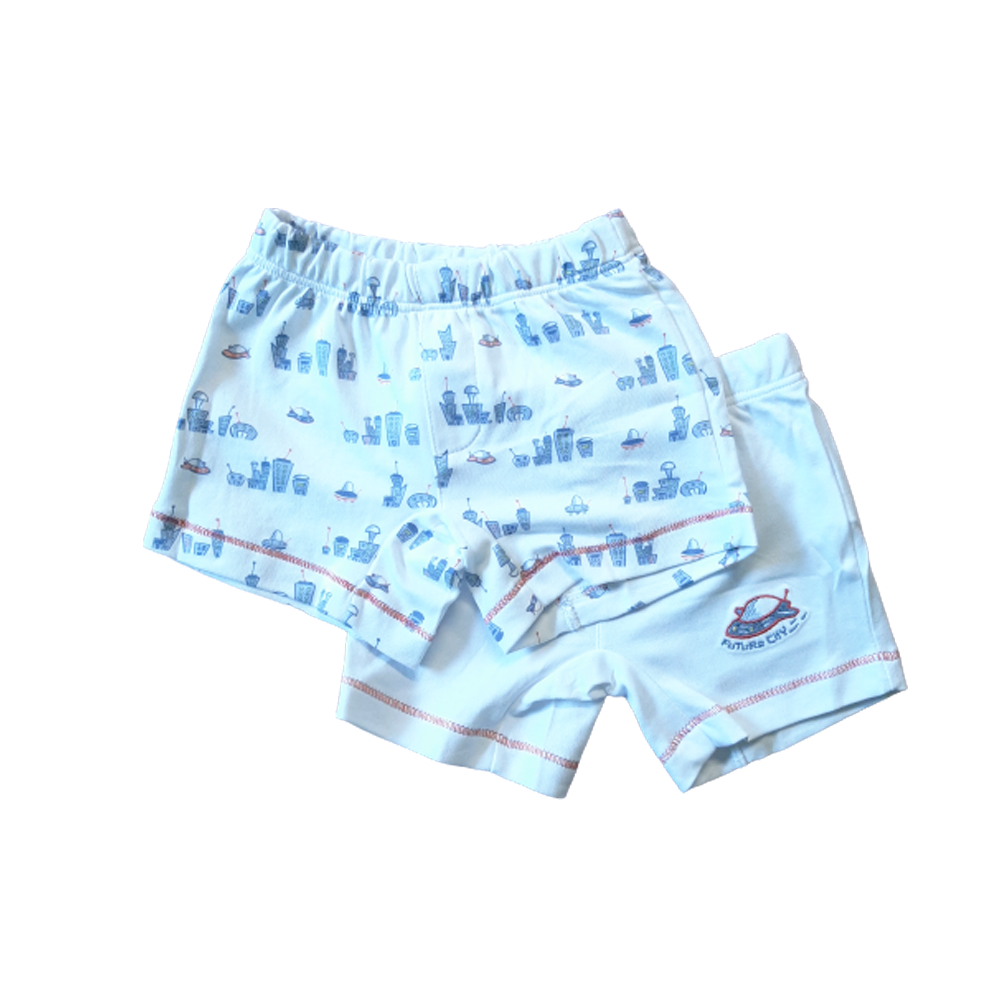 Boxer Babycottons Future City Set X2 Bco/Azul
