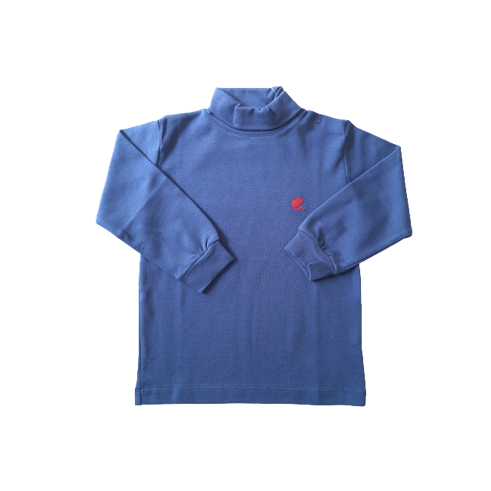 Polera Babycottons Intlk Pima Colors Azul log Rojo