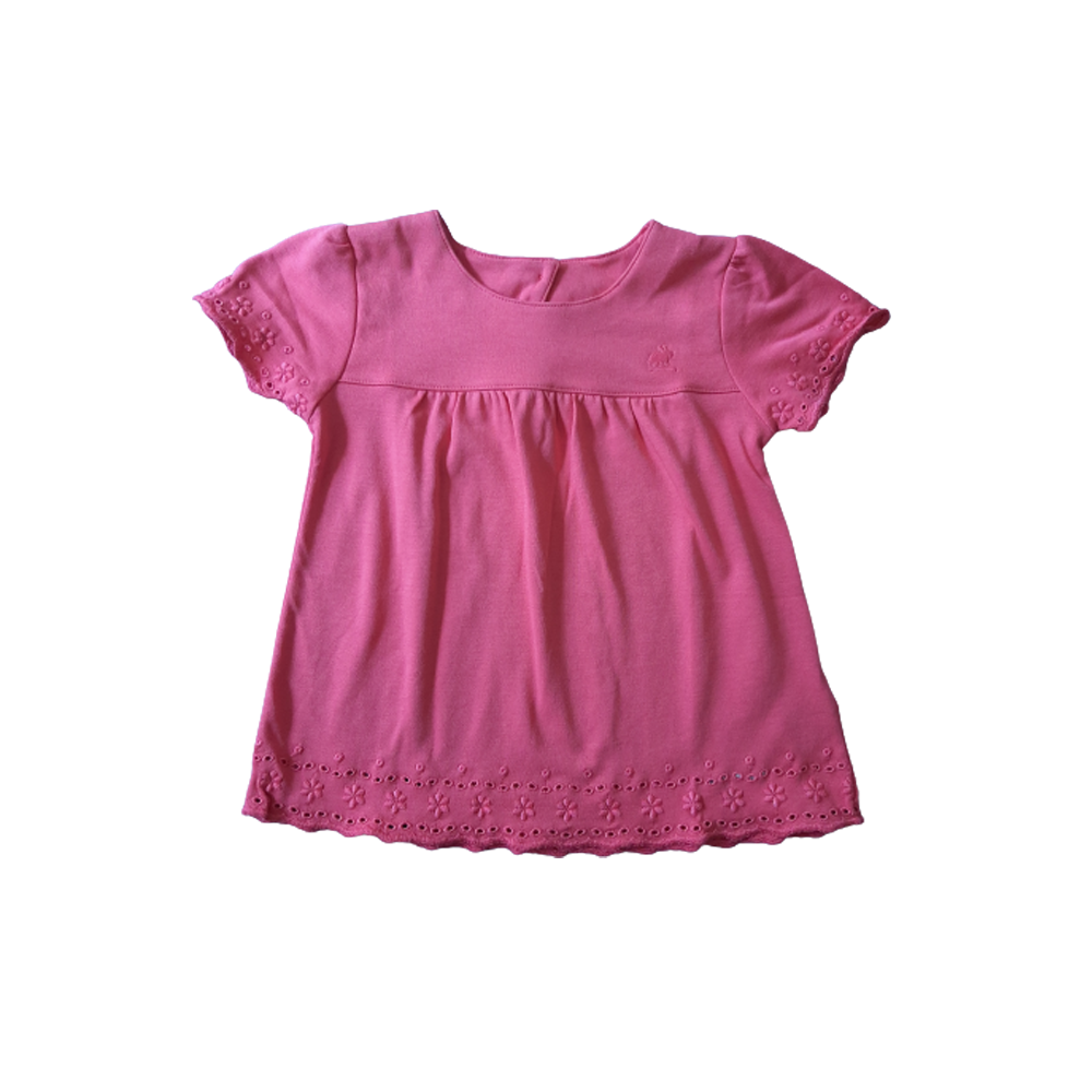 Camiseta Babycottons Broderie Pima Mc Rosa