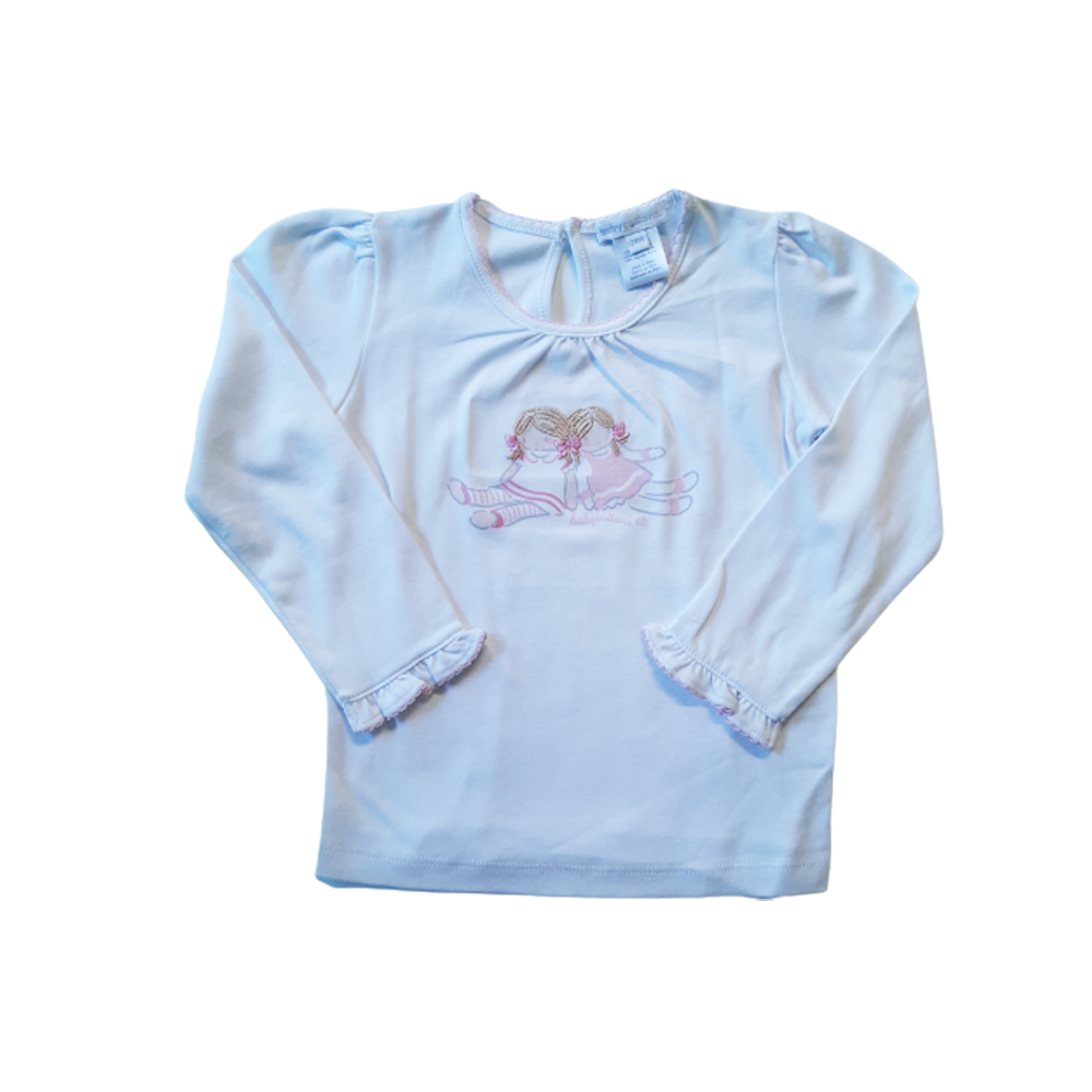 Polera Babycottons T.Sirt Bea & Bows ML Bco/Rosa