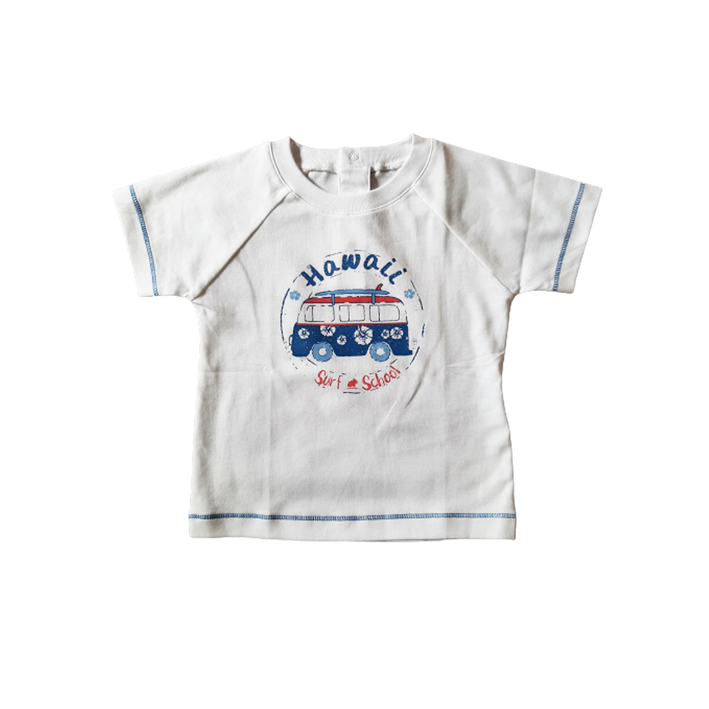 Camiseta Babycottons Hawaii Boy Blanco Azul