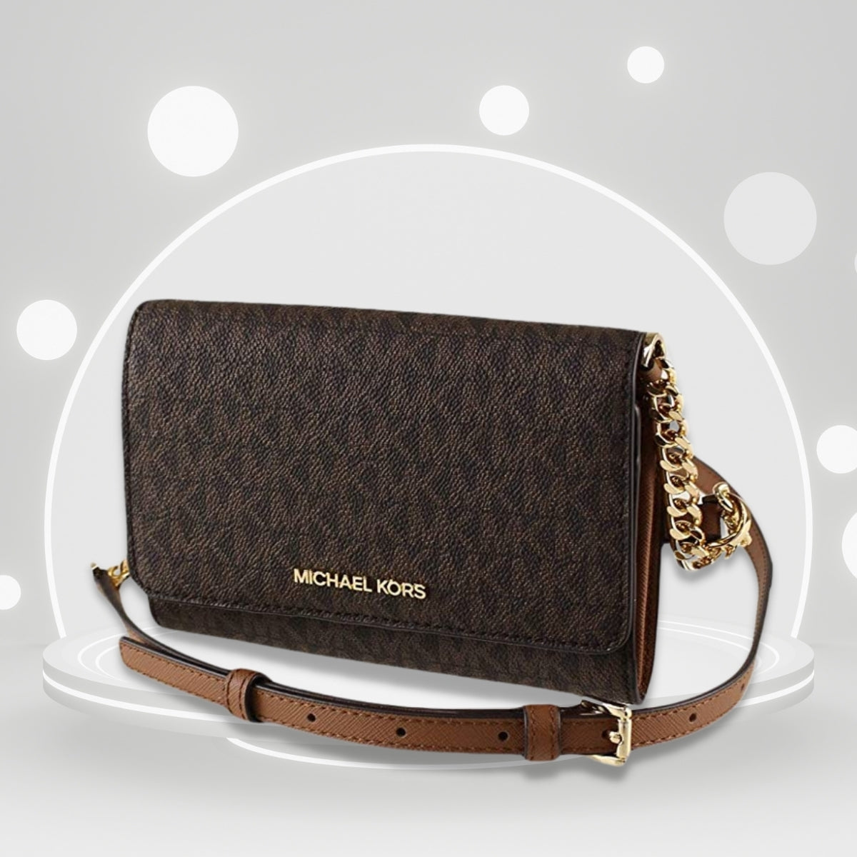 Cartera Michael Kors JET SET TRAVEL Mf Phone Xbody Brown MdColor BROWN