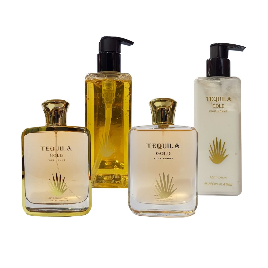 Estuche Tequila Gold Baharara Edp 100ml + 250ml S/G + 100ml A/S + 250ml B/L Hombre