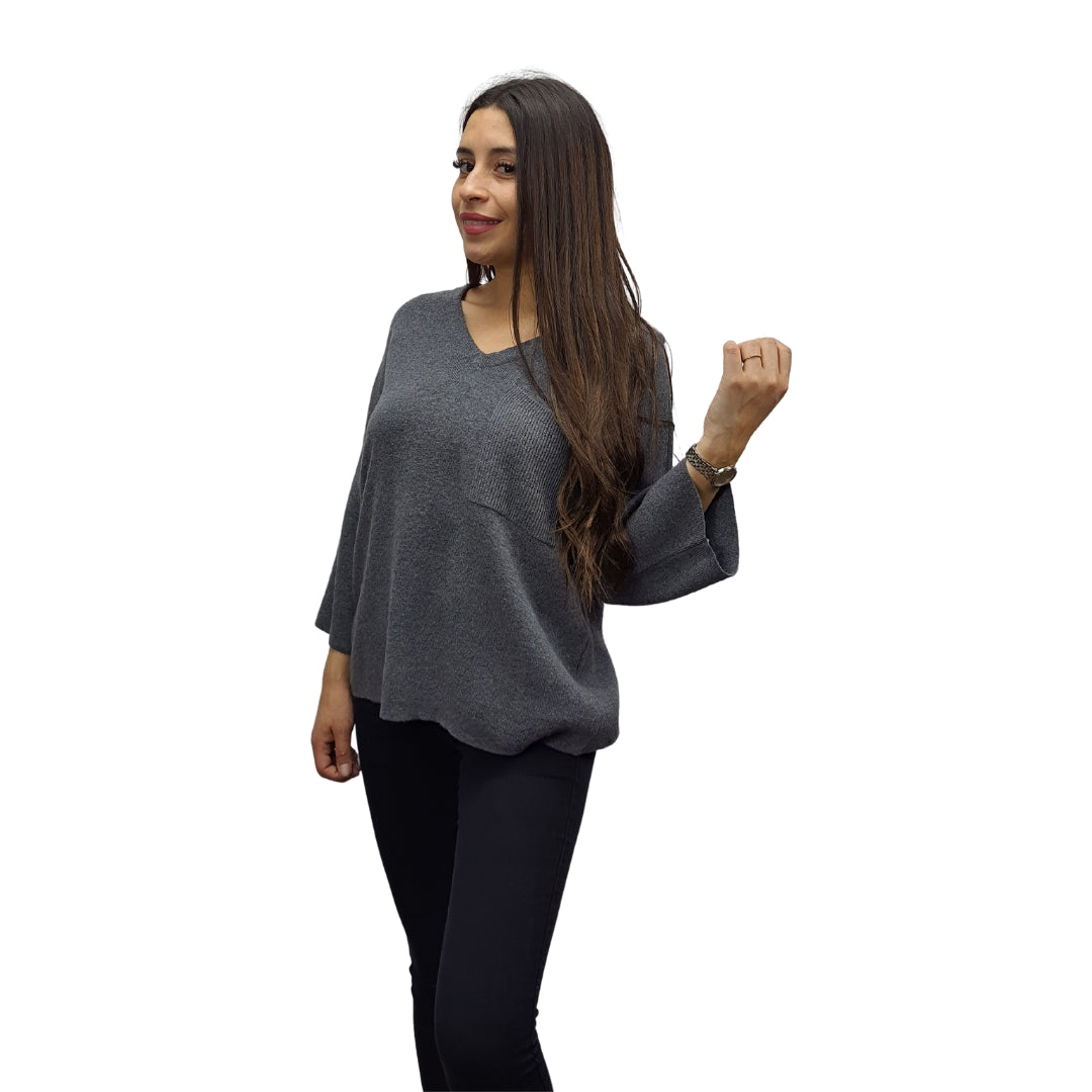 Sweater Vero Moda Gris Style EC JOY 3/4 KNIT (UM)