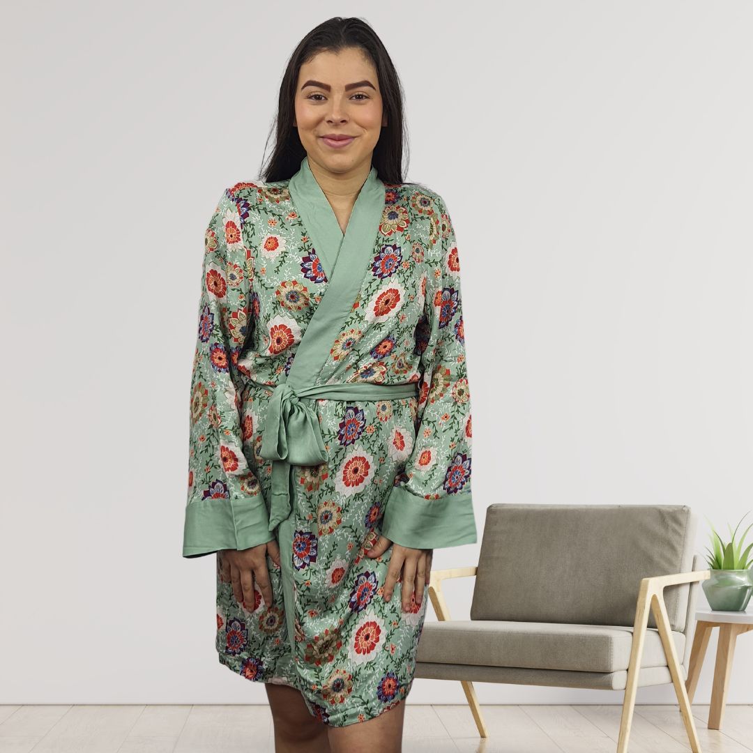 Bata de Pijama Vero Moda Verde Claro Style NANCZ L/S ROBE(HOMEWEAR)